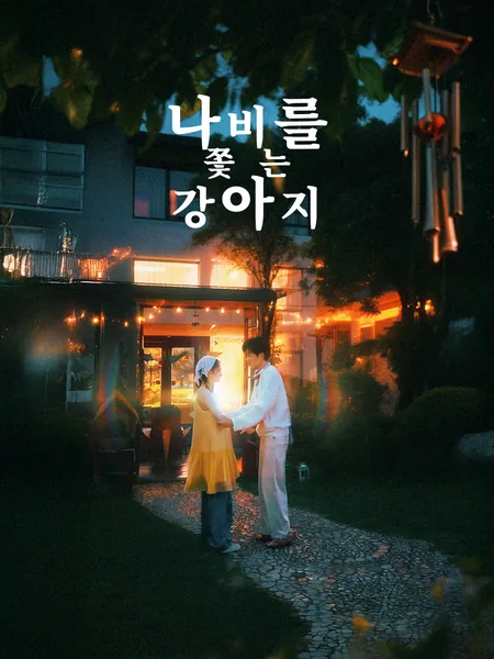 나비를 쫓는 강아지